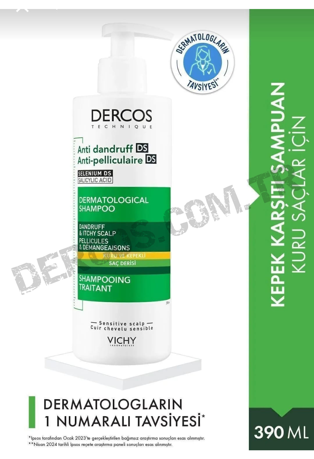 Vichy DERCOS - Kepek Karşıtı Şampuan - Kuru Saçlar İçin 390 ml